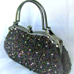 New Purple Sequin & Bead Evening Bag